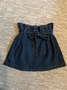 Black Label Dark Indigo Denim Paperbag Skirt with Tie